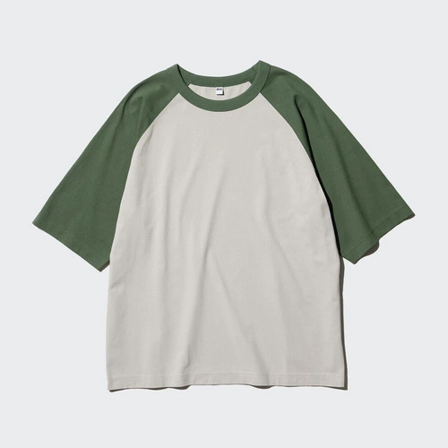 Мужская и женская свободная футболка Uniqlo с рукавами реглан, рукавом 5 четвертей и короткими рукавами 475366 466874 457833