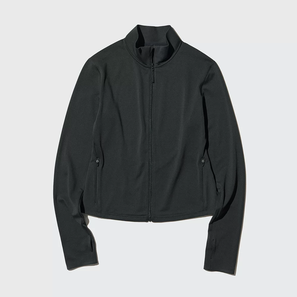 Женская куртка Uniqlo AIRism с высоким эластичным уплотнением и молнией, длинный рукав, 474964 475336