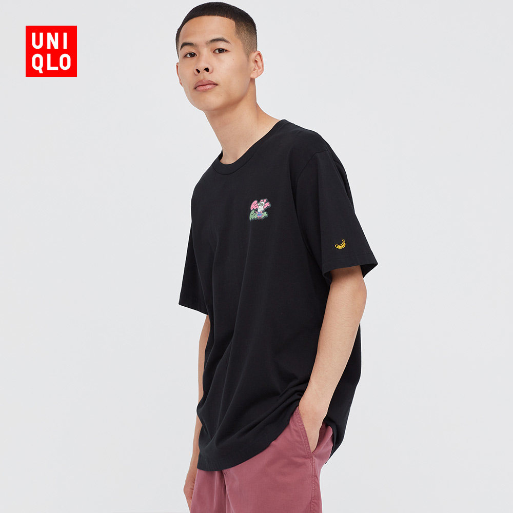 Uniqlo men's clothing couples Minions round collar short sleeves UT (Little Yellow People's Eye cute T-shirt) 442381