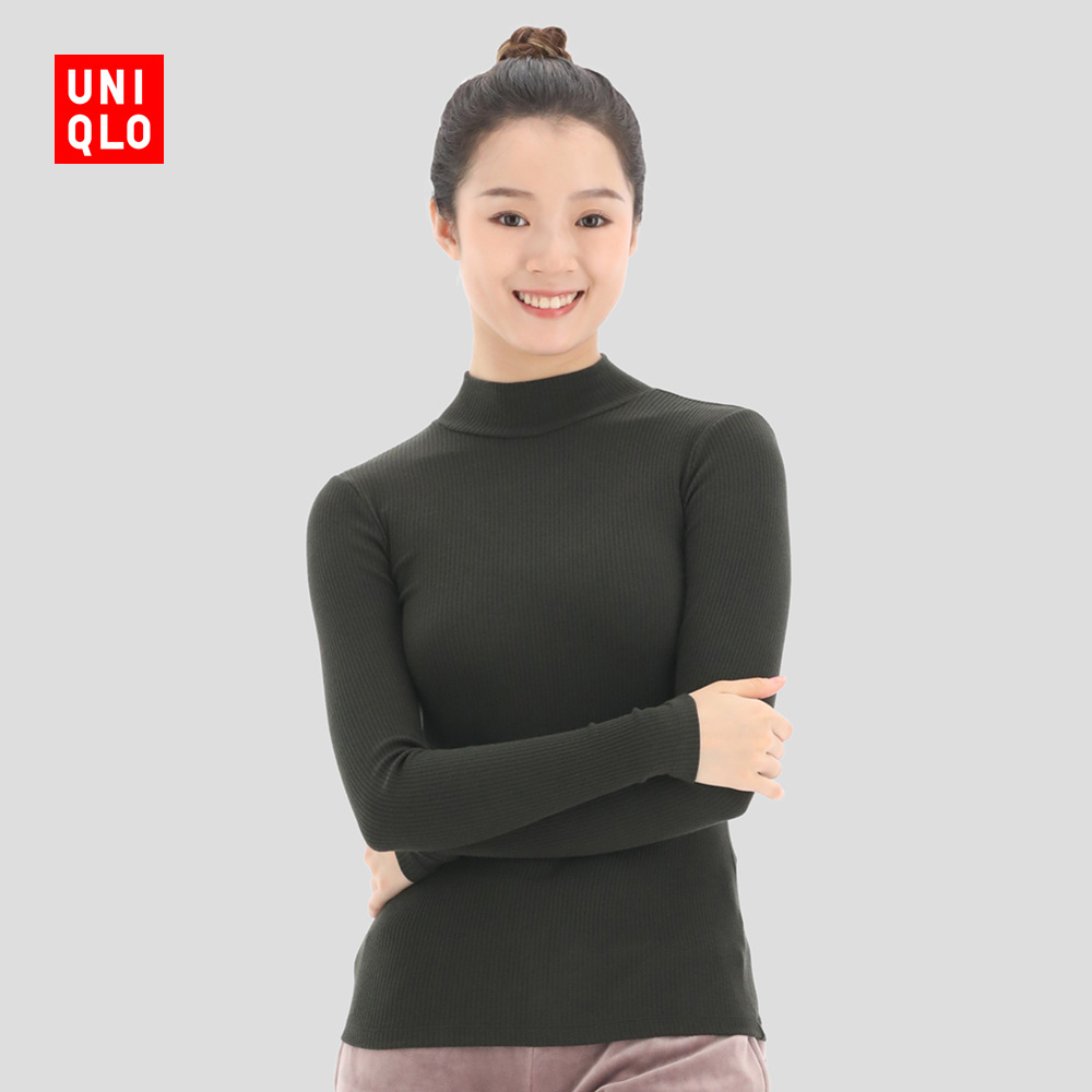 UNIQLO Women's Ribbed Turtleneck T-Shirt (Long Sleeves) 428316 UNIQLO