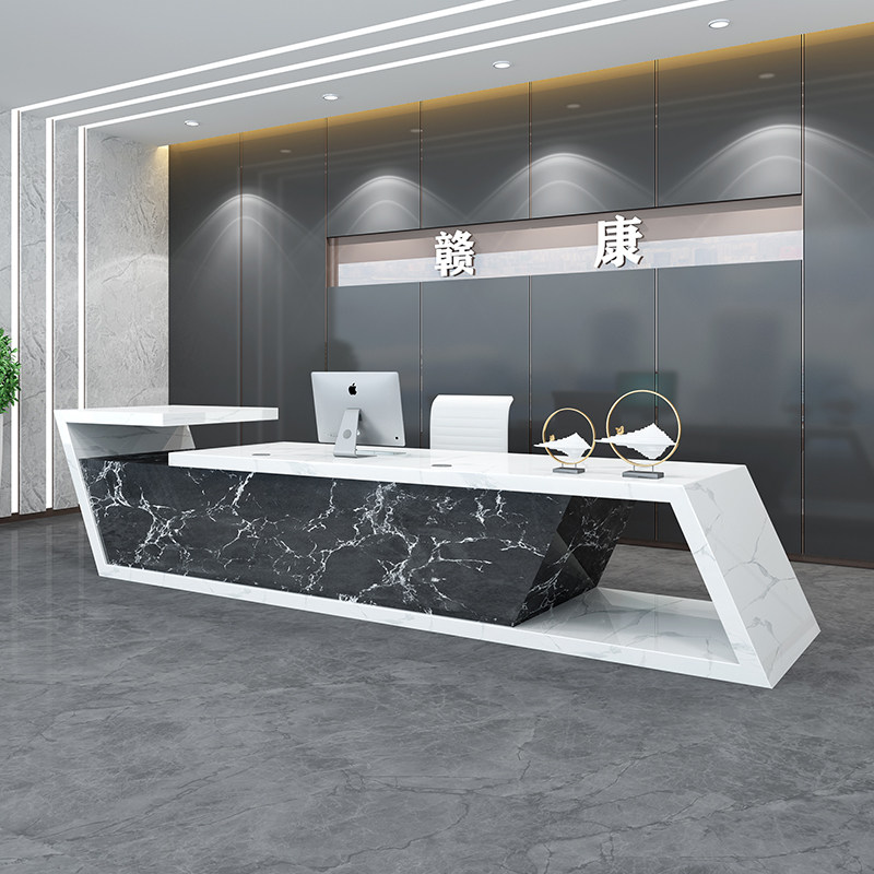 Company Reception Desk Baking Lacquer Hotel Beauty Institute Collection Silver Bar Desks Imitation Marble Consulting Greeting Guests Table