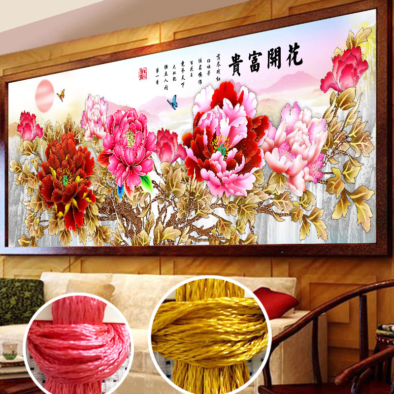 2023 new cross stitch embroidered printed home and masterroom home flowers open rich and expensive yourself full embroidered-Taobao