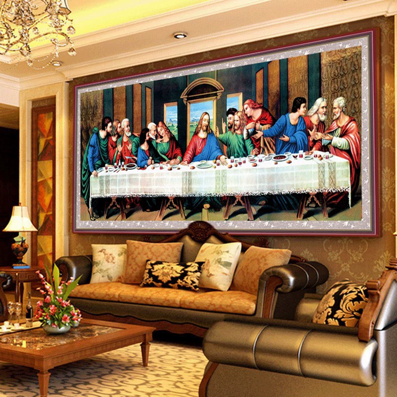 The last dinner cross -stitch embroidery living room 2021 New Christian Jesus Cross God Emille