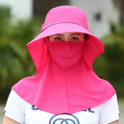 Summer sunscreen mask Sun hat Outdoor cycling sunscreen cap Anti-UV face cover foldable electric car headgear