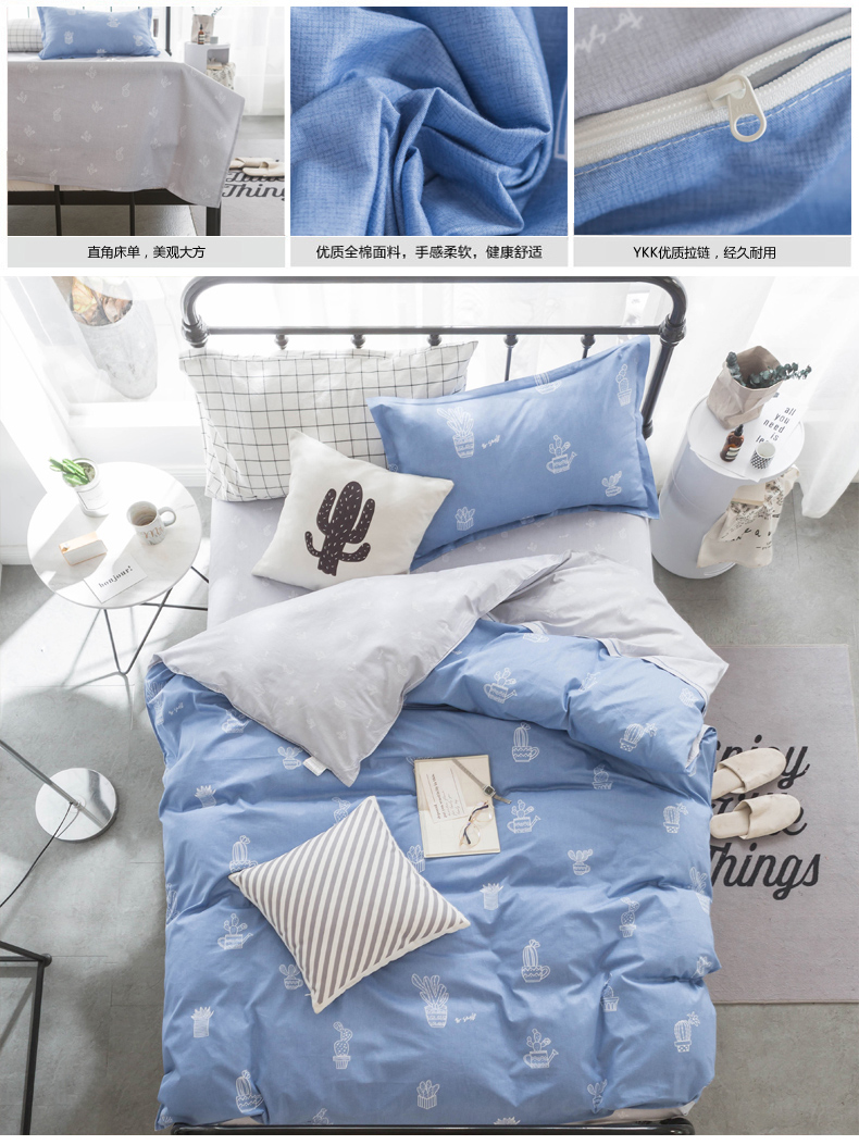 Bông sinh viên ký túc xá quilt cover giường đơn bộ ba bộ đồ giường trẻ em sheets 1.2 m bộ đồ giường cotton