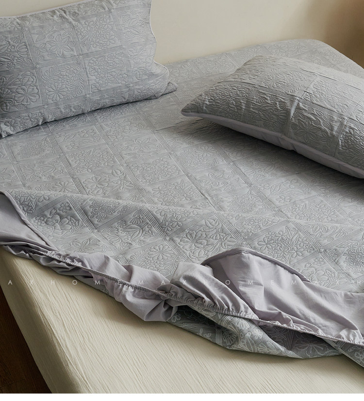 Натяжная простыня fitted sheet | 天丝棉床笠枕套三层提花柔软凉席厚实三件套四季