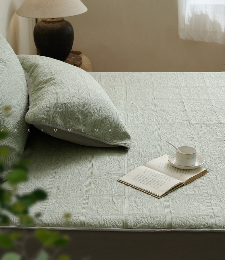 Натяжная простыня fitted sheet | 天丝棉床笠枕套三层提花柔软凉席厚实三件套四季