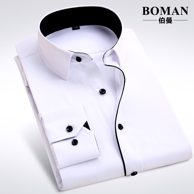 Autumn Winter Youth Men Long Sleeve Shirt Business Casual Career Tooling Warm Plus Suede White Shirt Han Prints