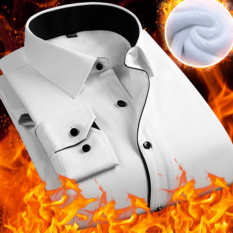 2019 Berman Winter Men Warm White Shirt Sashimi Professional Positive Dress Tooling Cotton Long Sleeve Plus Suede Thickened Shirt