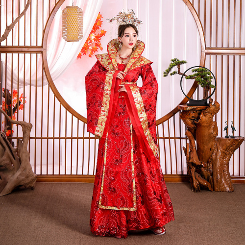 Chinese Folk Dance Dress Ancient costume female han costume palace princess costume Chinese style phoenix crown xia pi red queen costume