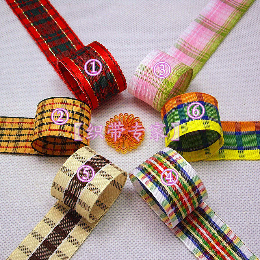 Parkway 1 inch color plaid silk satin packaging DIY handmade bow clothing with accessories polyester ribbon