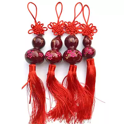 Natural hand twist small gourd carving painted small red gourd boutique car pendant evil wind water Jewelry Town House