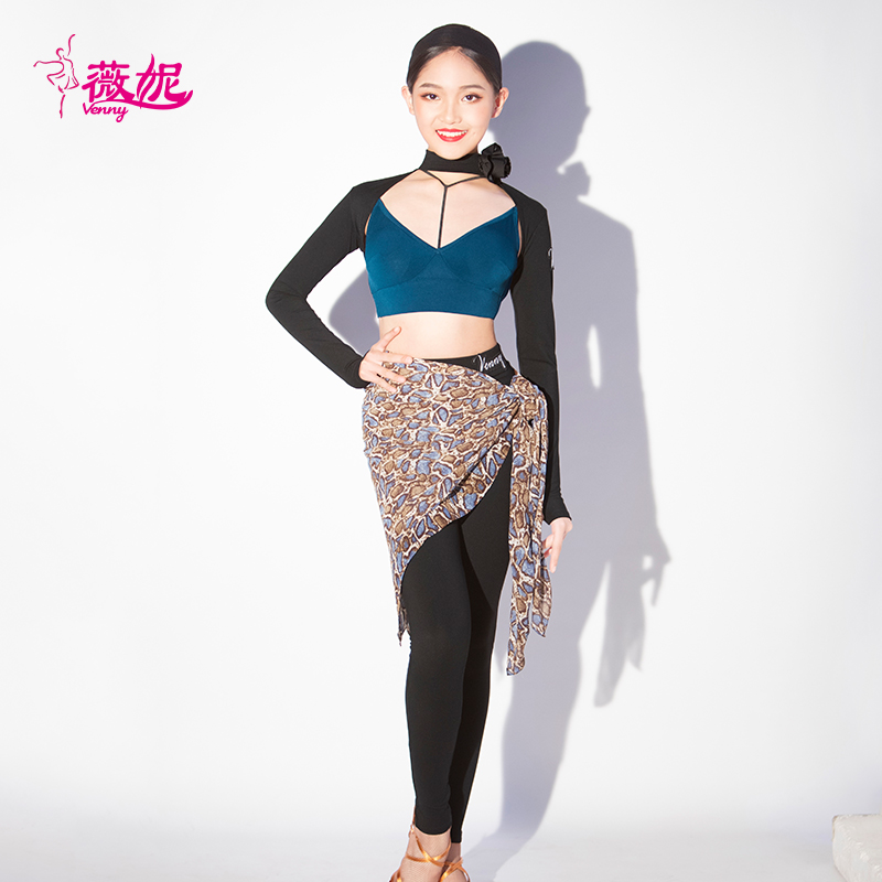 Venny Winnie's net red Latin dance dress professional children's dance dress top New fashion long-sleeved exercise suit