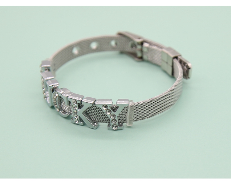 Handmade tùy chỉnh tiếng Anh vòng đeo tay tên tên cá nhân flash khoan vòng tay trang sức sinh viên quà tặng bạn gái món quà - Vòng đeo tay Clasp vòng đá phong thủy