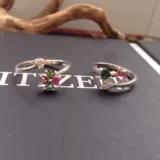 Натуральная инкрустация камня, турмалиновое модное универсальное кольцо, серебро 925 пробы, четырехлистный клевер, в корейском стиле