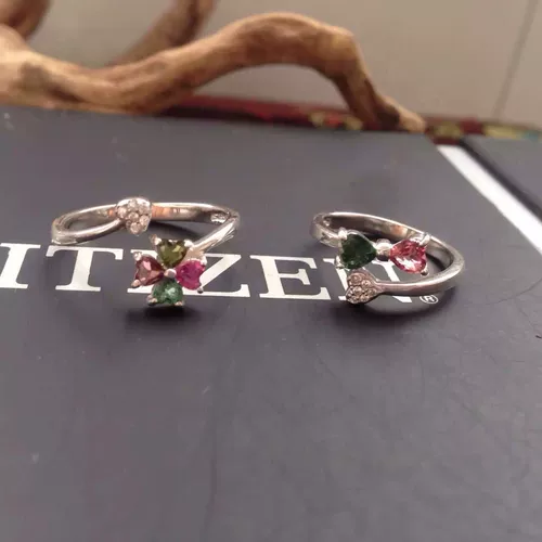 Натуральная инкрустация камня, турмалиновое модное универсальное кольцо, серебро 925 пробы, четырехлистный клевер, в корейском стиле