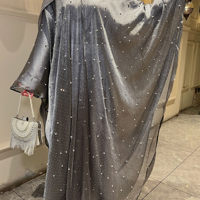 2025 Elegant Resort Travel Pearl Starry Sky Dress Long Robe Loose Comfortable Evening Dress Banquet Dress