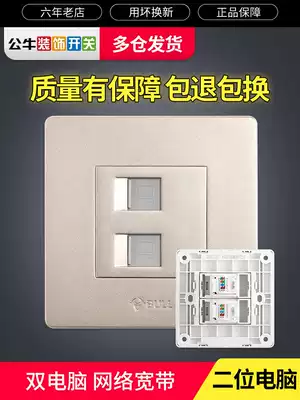 Bull network route socket dual computer panel double hole network network cable box seat two Port 86 type network interface interface