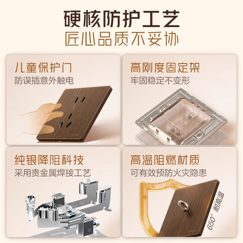 Bull Walnut Wood Grain Retro Toggle Switch Panel Single Switch Double Switch Dual Control Ultra-Thin Plexiglass G70