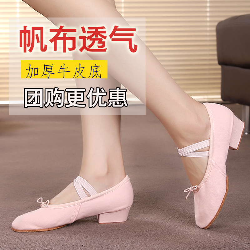 1 pair of cloth teacher dance shoes soft bottom female adult ballet shoes women's practice shoes with folk dance shoes