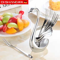 German carving fruit fork set 304 stainless steel Korean fruit fork creative cute Cygnus tableware