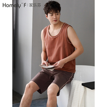 Pajamas mens summer cotton vest sleeveless shorts home wear summer thin plus size Korean cotton set