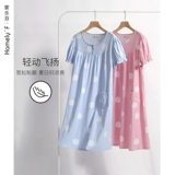 家乐芬 Пижама, летняя тонкая хлопковая длинная юбка, короткий рукав, большой размер, в корейском стиле
