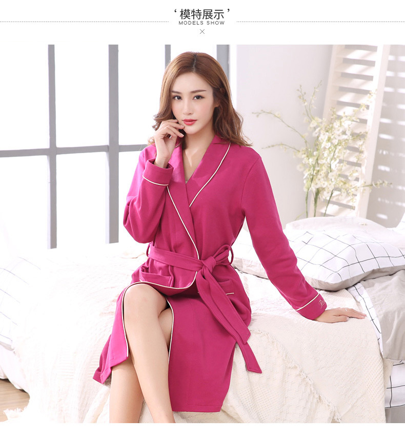 Ladies áo ngủ mùa thu và mùa đông dài tay cotton áo choàng tắm mùa xuân và mùa thu phần mỏng đoạn dài yukata cotton XL đồ ngủ