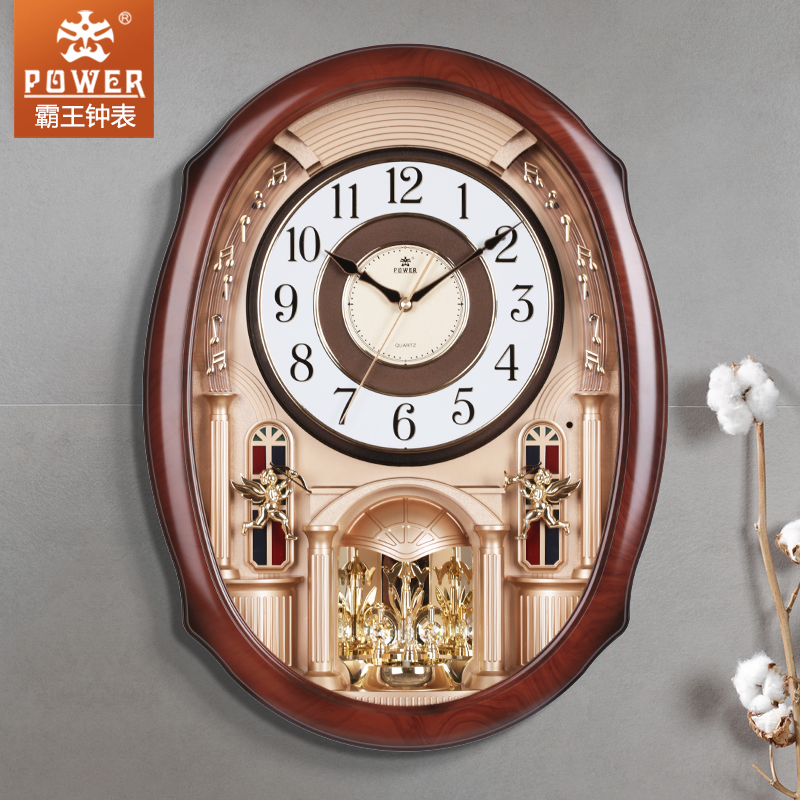 Overlord 24-inch European pendulum clock Luxury silent wall clock Whole point music wall clock turn pendulum Crystal living room clock
