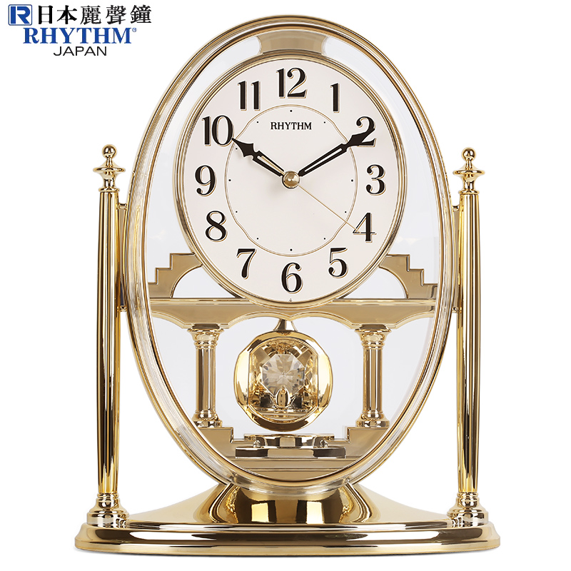 RHYTHM Lisheng fashion dynamic fantasy desk clock rotating grandfather clock pastoral style decorative clock European-style living room clock
