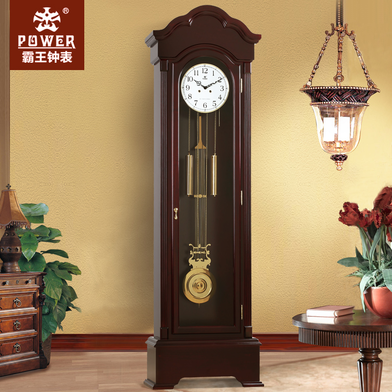 Overlord mechanical floor clock European-style retro living room solid wood standing clock German Hermler movement Chinese large grandfather clock