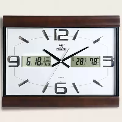 Overlord solid wood wall clock living room creative big clock Electronic perpetual calendar Quartz watch temperature and humidity dual calendar wall clock