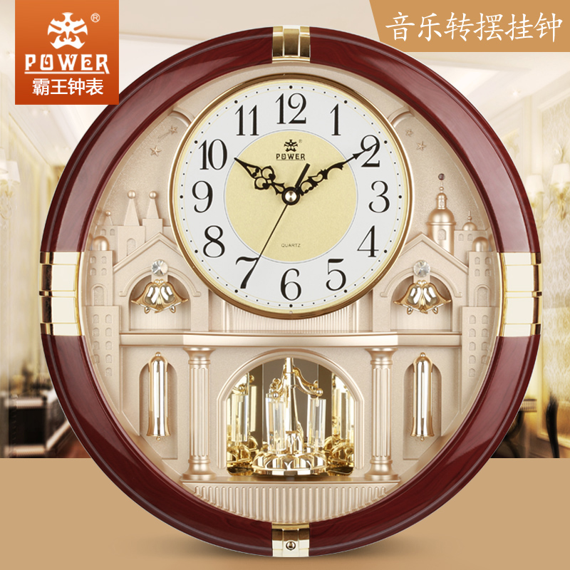 Overlord living room silent wall clock European retro creative clock European hanging watch Music whole point time crystal pendulum clock