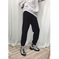 Acha and Agu tricolor casual pants mens Korean version of the trend close toe elastic sports pants