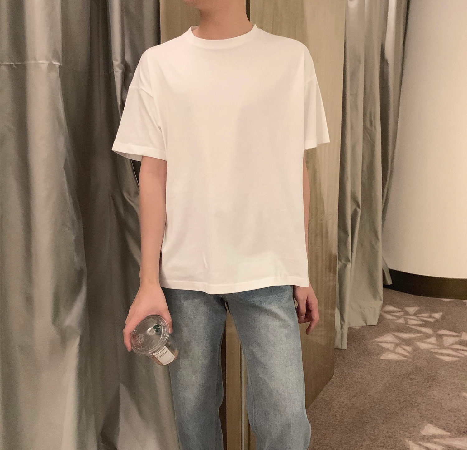 Atea & Agu Summer New White Short Sleeve T-shirt Male Korean Version Foundation easy to hit bottom T-shirt