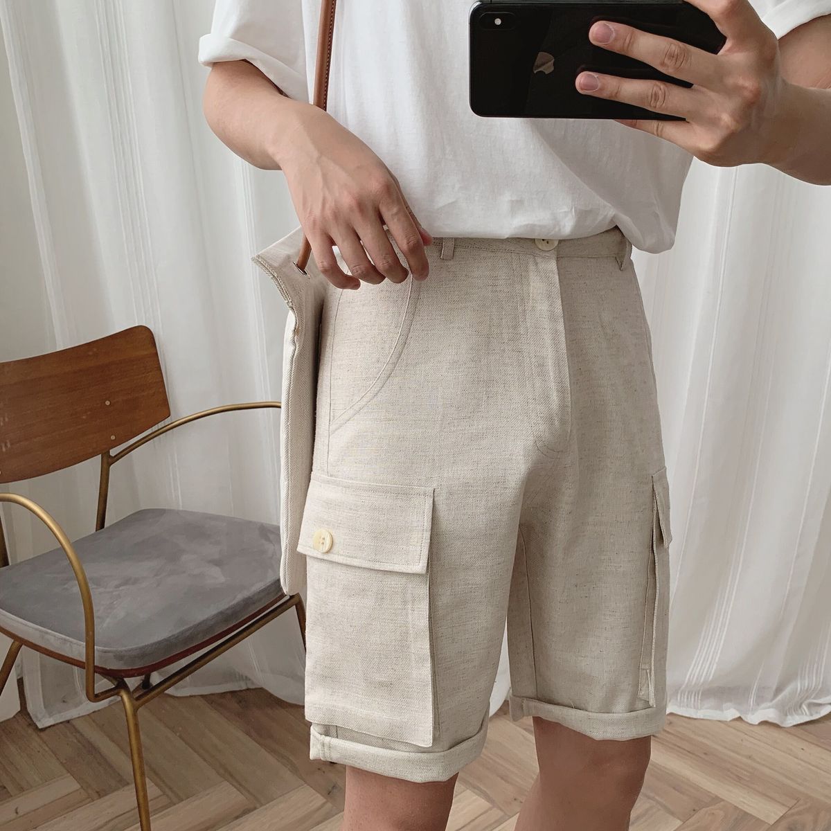 Atea With Agu Summer Three-color Shorts Men's Big Bags Loose Academy Ethos Cotton Linen Casual Pants