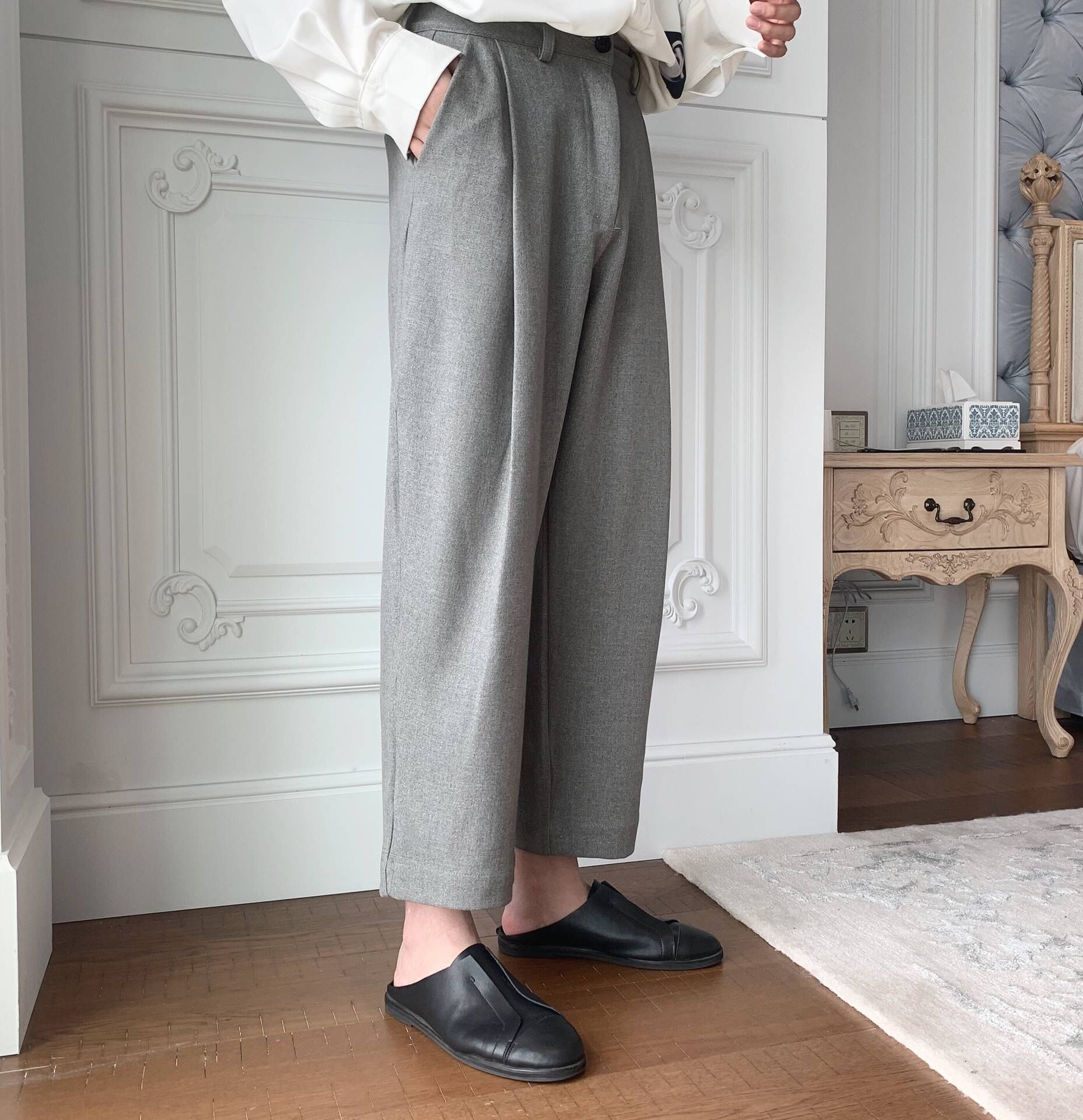 Atea With Agu Spring Pants Male Korean Version Trend New Grey Temperament Broadleg Straight Cylinder 90% Casual Pants