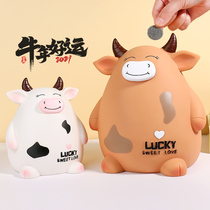 2021 Niu New Year gifts Lovely big numbers Cows Deposit Pot Children Anti-Fall Storage Money Pot Home Zero Money Swing Pieces