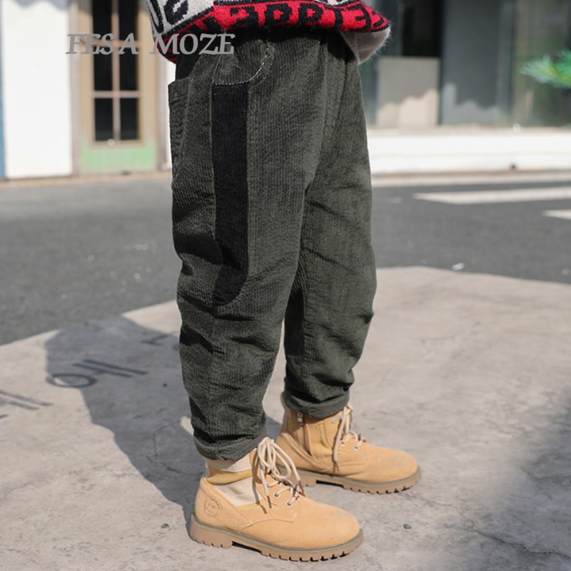 South Korean boy gush pants 2021 spring dress new gush children handsome chic trousers boy light core suede pants