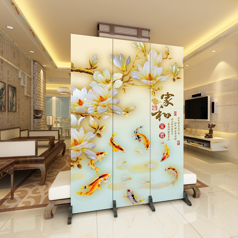 Screen partition wall Fan folding screen Entrance Bedroom fashion living room Solid wood fabric Modern simple hotel Chinese mobile