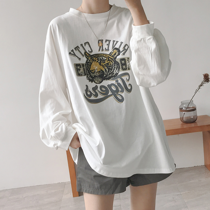 oversize sweatshirt female spring and autumn thin section loose Korean version bf Lazy Wind Long Sleeve Female Blouse Autumn Harbor Taste