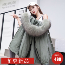 2021 Winter New Real Otters Rabbit Hair Detachable Liner Lady Short and true raccoon fur collar Pike