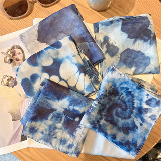 Travel Landscape Ink Painting Small Square Scarf Silk Scarf for Women Spring and Autumn Versatile Fashion Neck Scarf Hair Accessory Headscarf Summer