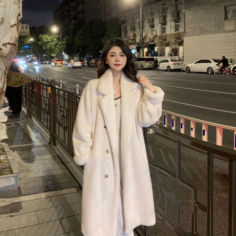 Keke's New Autumn and Winter Thickened Fur Coat, Long European Mink Imitation Mink Fur Coat for Women