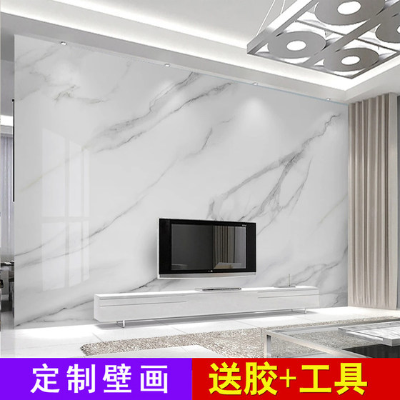 Customized imitation marble mural TV background wall paper modern minimalist living room atmospheric decoration light luxury wall covering