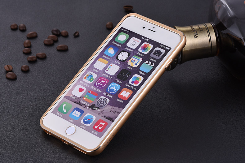 iMatch Luxury Aluminum Metal Bumper Premium Genuine Leather Back Cover Case for Apple iPhone 6S/6 & iPhone 6S Plus/6 Plus