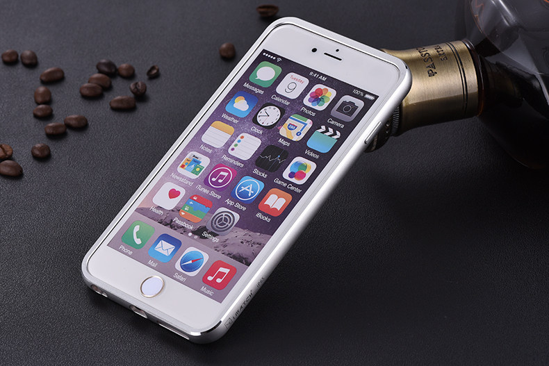 iMatch Luxury Aluminum Metal Bumper Premium Genuine Leather Back Cover Case for Apple iPhone 6S/6 & iPhone 6S Plus/6 Plus