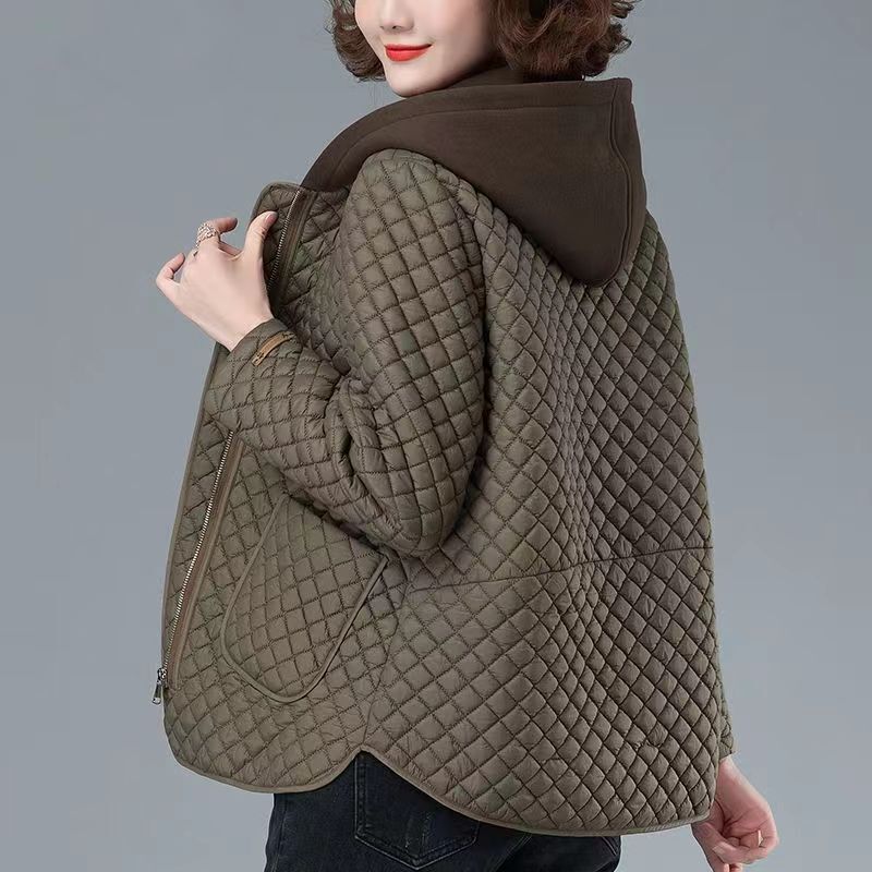 Middle-Aged and Elderly Women's Lightweight Cotton Clothing, Short Cotton Coat, 2024 New Cotton Jacket, Mother's Style Autumn and Winter Clothing, Quilted Jacket for Women