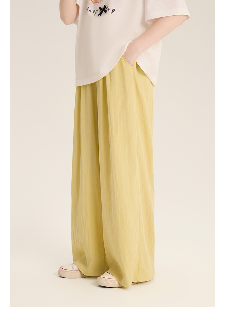 Amybaby Girls' Pants Summer 2026 New Style Lazy Style Pure Color Simple Versatile Loose Wide-Leg Pants — 38