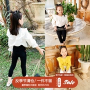 Amybaby quần áo trẻ em nữ áo dài tay 2019 mới cho trẻ em mùa xuân áo sen lá công chúa - Áo sơ mi